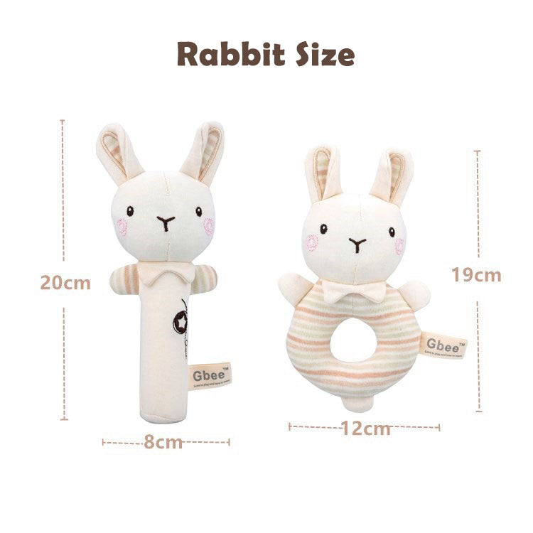 Organic Cotton Baby Rattle Set- Rabbit