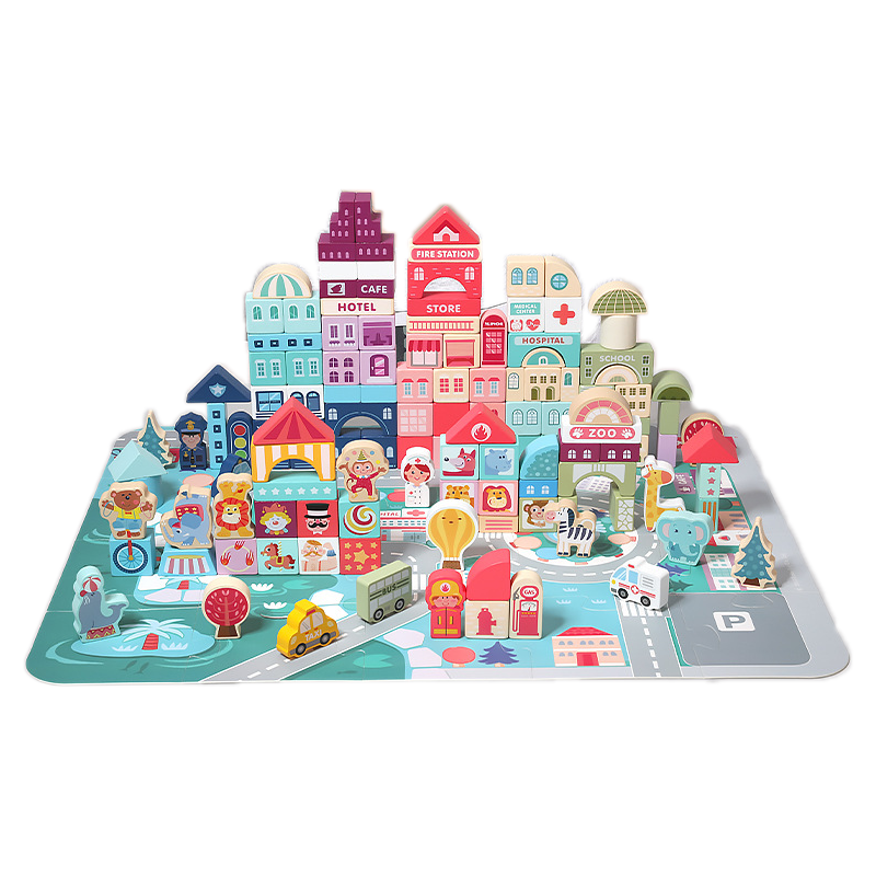 141pcs Wooden Building Blocks