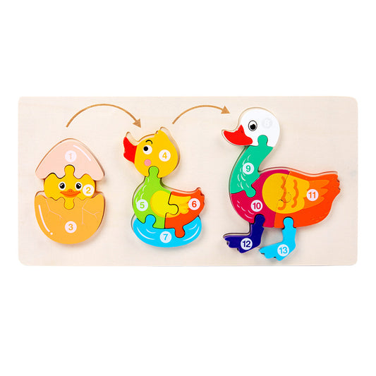 3D Wooden Animal Growth Puzzle - Duck