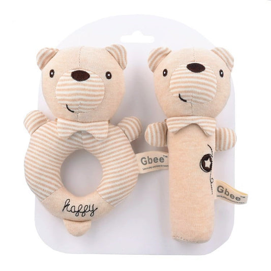 Organic Cotton Baby Rattle Set - Bear