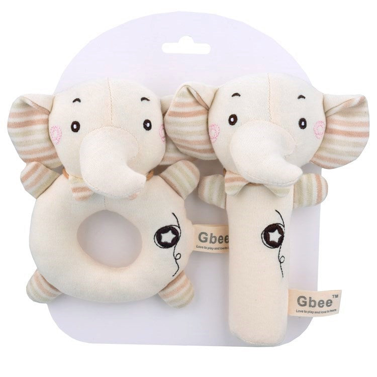 Organic Cotton Baby Rattle Set- Elephant