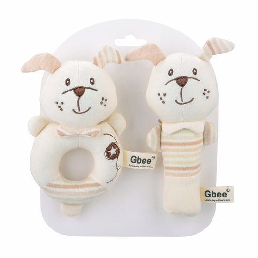 Organic Cotton Baby Rattle Set - Puppy