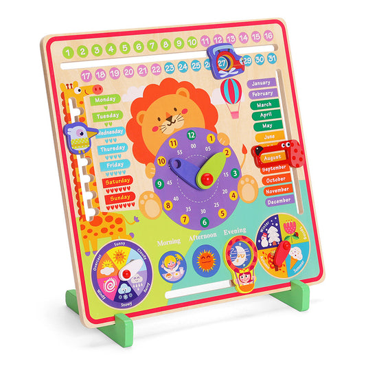 Wooden Calendar clock board - Lion