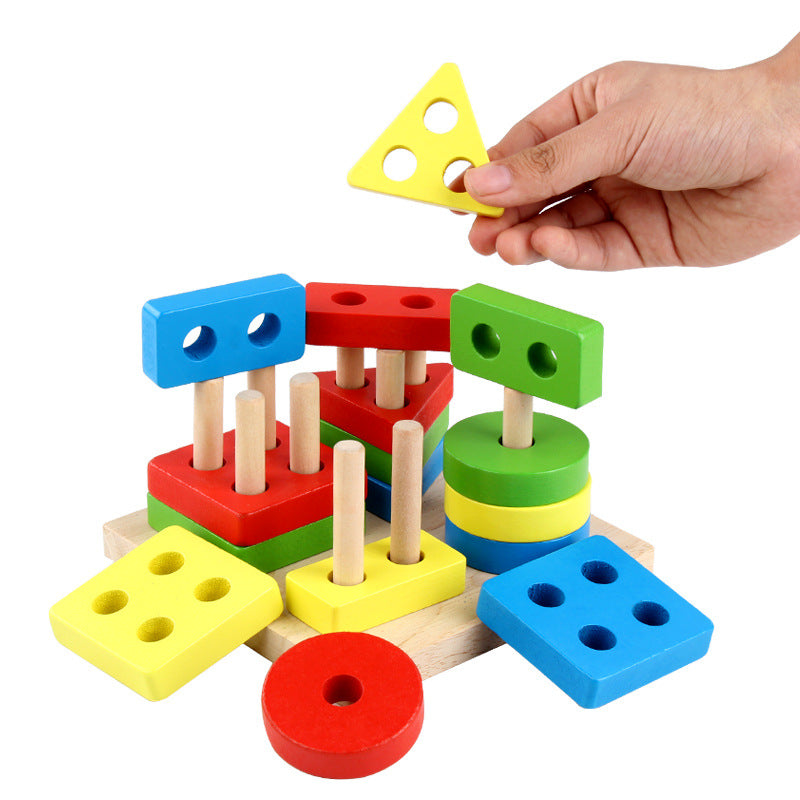 Wooden Building Blocks Geometric Shape Pairing Sets