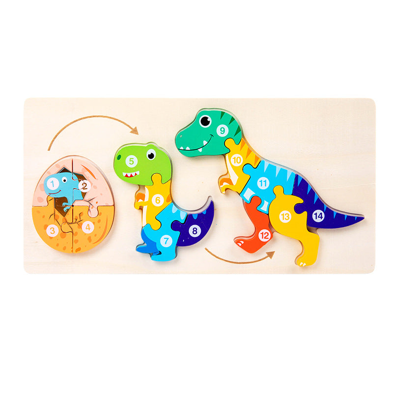 3D Wooden Animal Growth Puzzle - Dinosaur