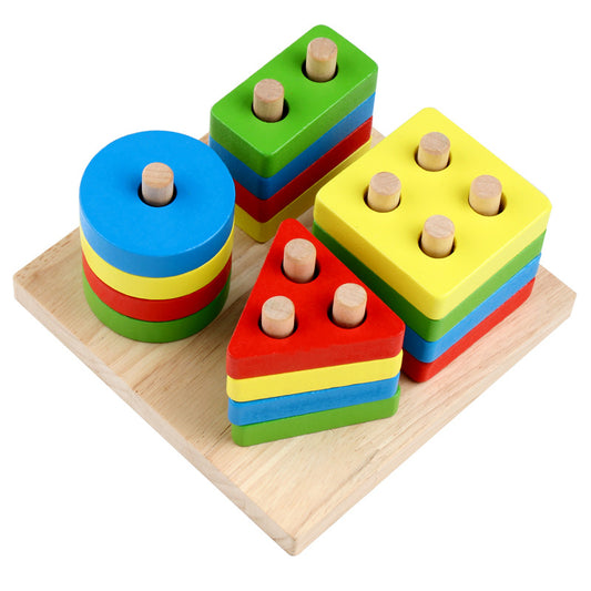 Wooden Building Blocks Geometric Shape Pairing Sets