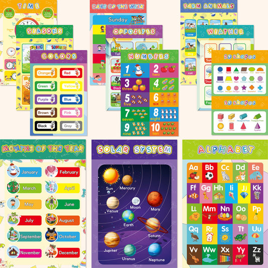 16pcs Early Learning Poster Set
