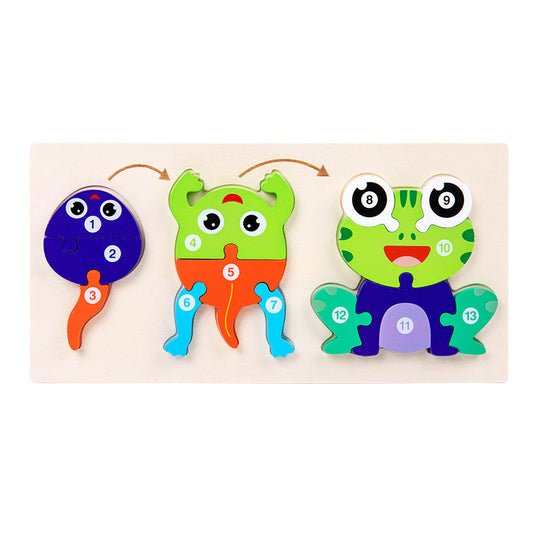 3D Wooden Animal Growth Puzzle - Frog