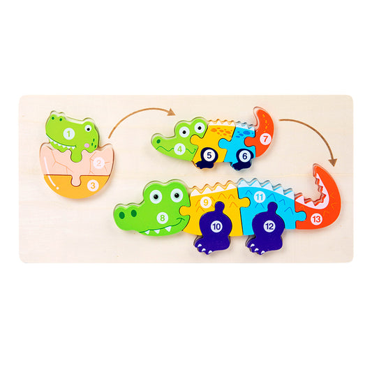 3D Wooden Animal Growth Puzzle - Crocodile