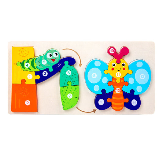 3D Wooden Animal Growth Puzzle - Butterfly
