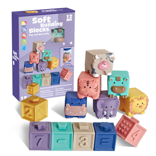 Baby Soft Animal Building Blocks Set 12 Pieces