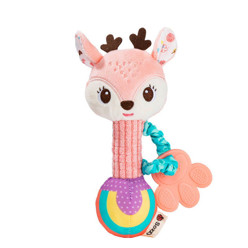 Soft Animal Hand Grip Shaker Toy - Pink Deer