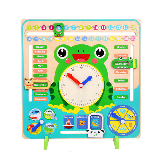 Wooden Calendar clock board - Frog